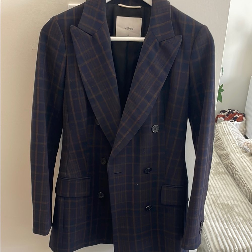 Wilfred Navy Plaid Blazer
